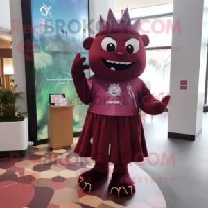 Maroon Tooth Fairy mascot costume character dressed with a Shift Dress and Anklets