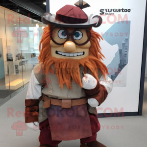 Rust Samurai mascot costume character dressed with a Oxford Shirt and Eyeglasses