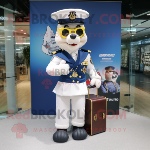 Navy Chief mascot costume character dressed with a Polo Tee and Briefcases