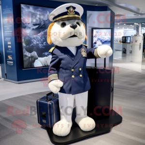 Navy Chief mascot costume character dressed with a Polo Tee and Briefcases