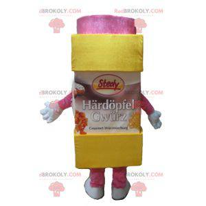 Gelbes und rosa Puderzucker-Puderzuckermaskottchen -