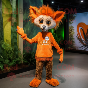 Oransje Aye-Aye maskot...