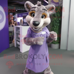 Lavender Thylacosmilus mascot costume character dressed with a Skirt and Belts