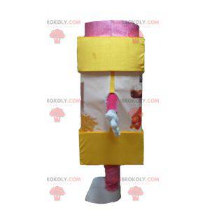 Maskot žlutého a růžového moučkového cukru s práškovým cukrem -