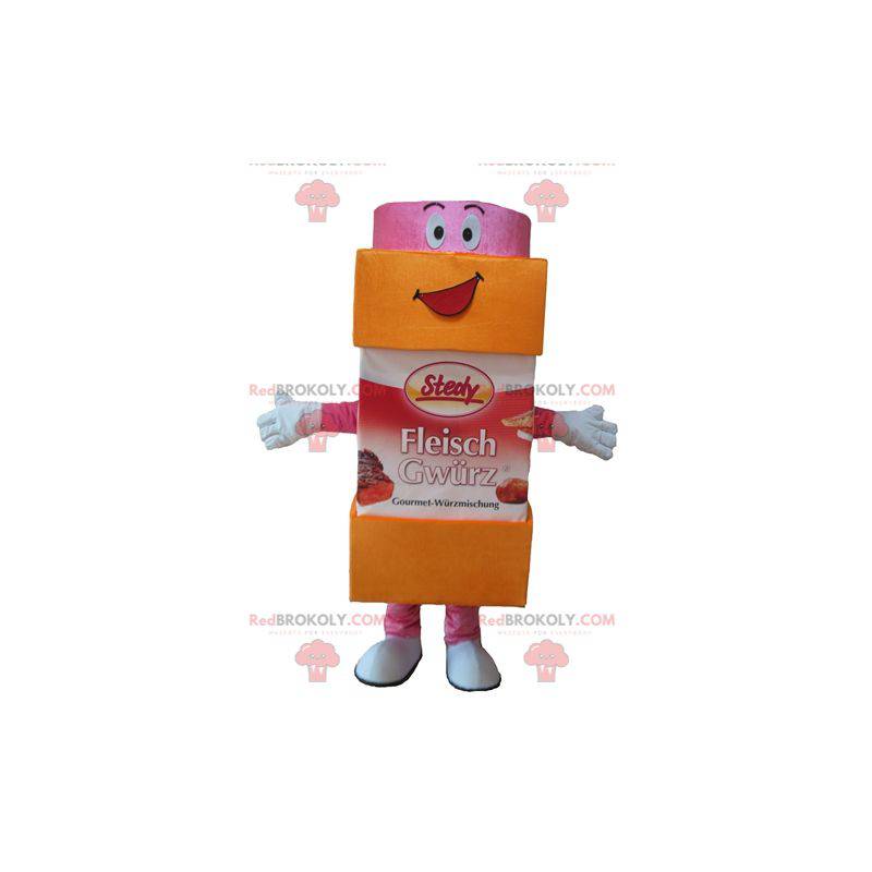Orange und rosa Puderzucker Zuckertopf Maskottchen - Orange und rosa Puderzucker Zuckertopf Maskottchen -