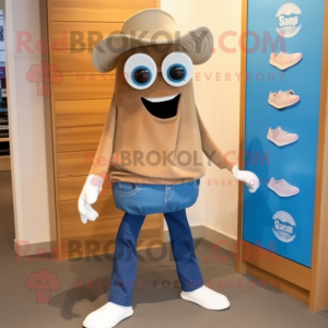 Tan Oyster mascot costume character dressed with a Bootcut Jeans and Ties
