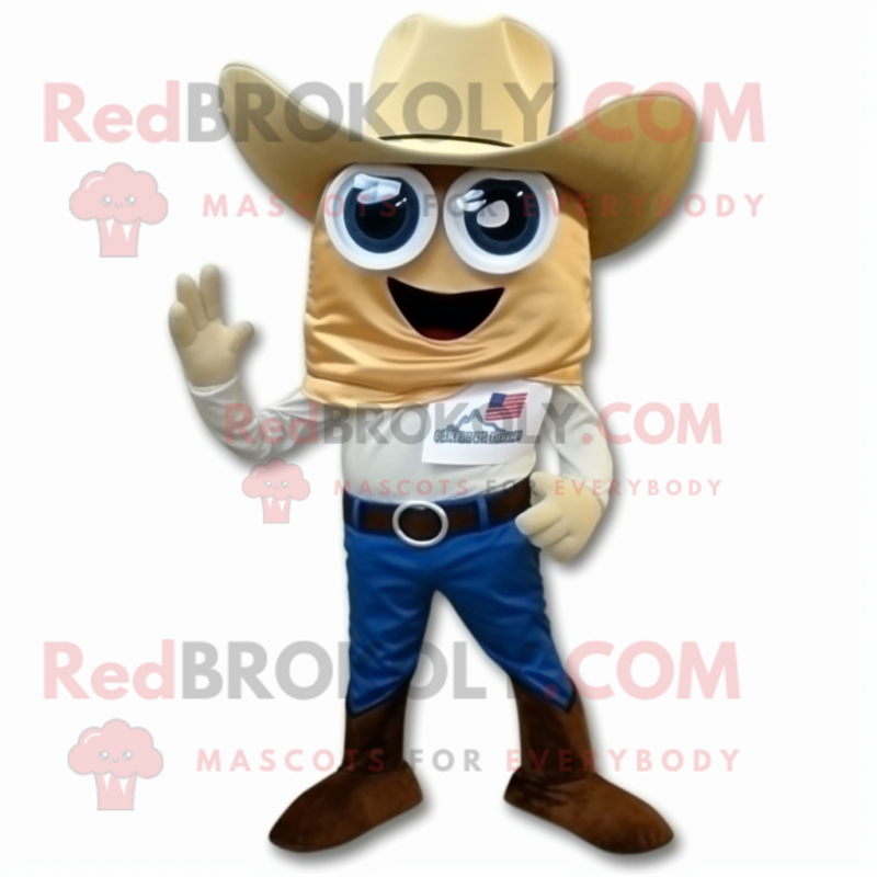 Tan Oyster mascot costume character dressed with a Bootcut Jeans and Ties