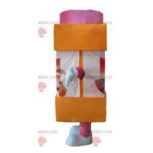 Mascota de olla de azúcar de azúcar glas naranja y rosa -