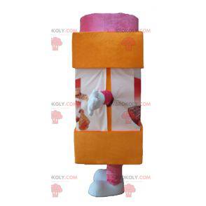 Mascota de olla de azúcar de azúcar glas naranja y rosa -