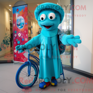 Turquoise Unicyclist mascot...