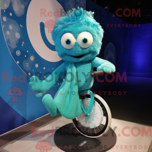 Turquoise Unicyclist mascot...