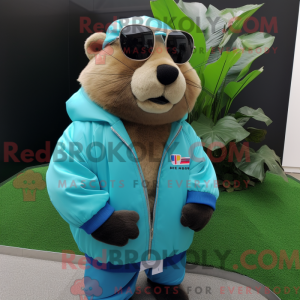 Sky Blue Capibara mascotte...