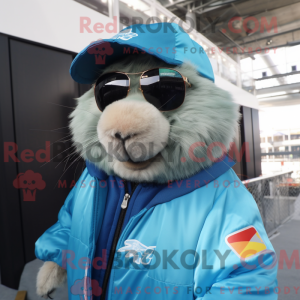 Sky Blue Capybara mascot...