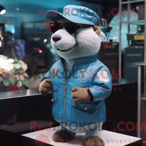 Sky Blue Capybara mascot...