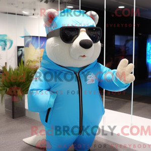 Sky Blue Capibara mascotte...