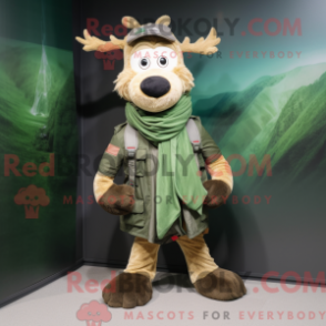Fantasia de mascote rena verde com short cargo e cachecóis - Mascotes renas - REBROKO_207037 - RedBrokoly.com