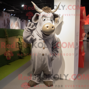 Grijze Zebu-mascottekostuum...