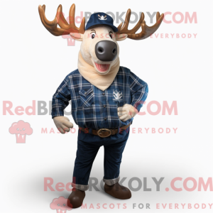 Navy Elk maskotdraktfigur...