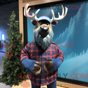 Navy Elk maskotdraktfigur...