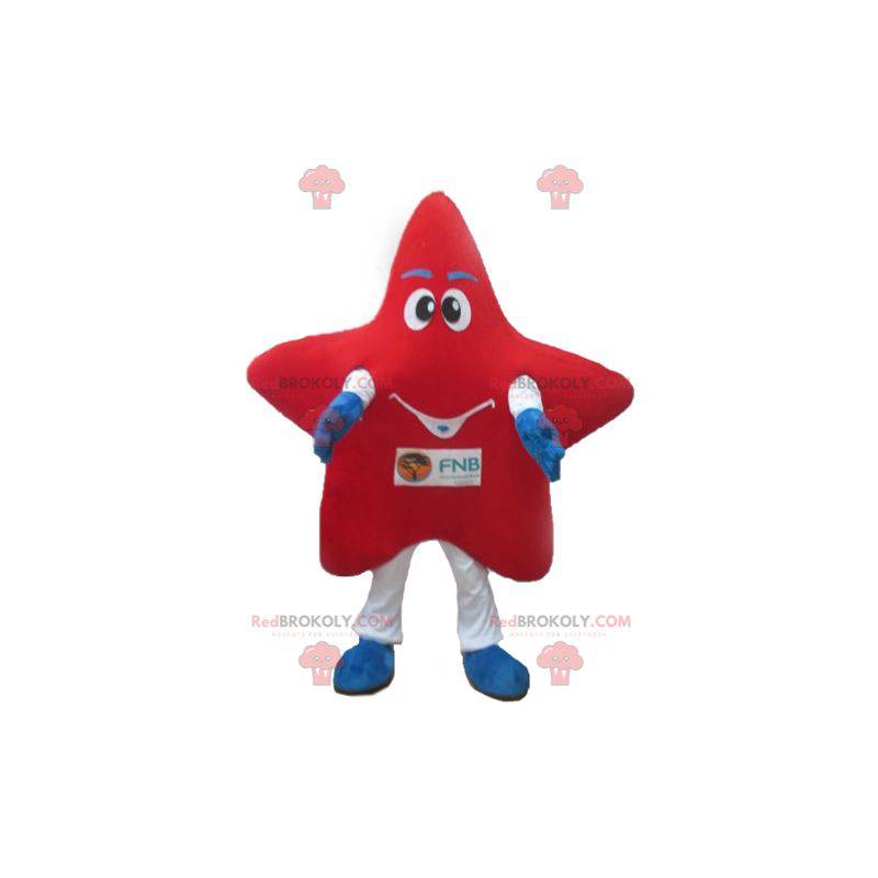 Reusachtige rood-witte en blauwe ster-mascotte - Redbrokoly.com