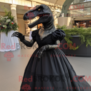 Sort Allosaurus maskot...