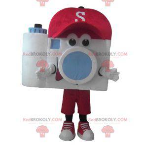 Mascotte d'appareil photo avec une casquette rouge -