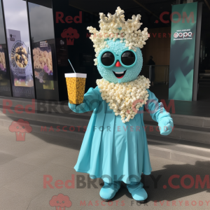 Turquoise Pop Corn mascot...