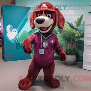Maroon Dog maskot kostume...