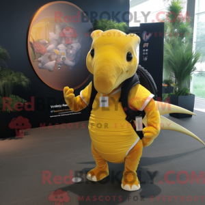 Gul bæltedyr maskot kostume...
