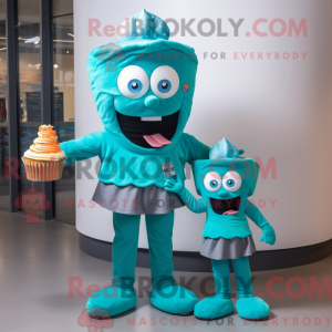 Teal Cupcake Maskottchen...