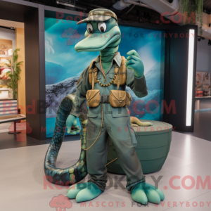 Cyan Anaconda maskot drakt...