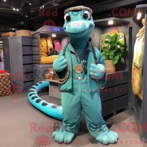 Cyan Anaconda maskot drakt...