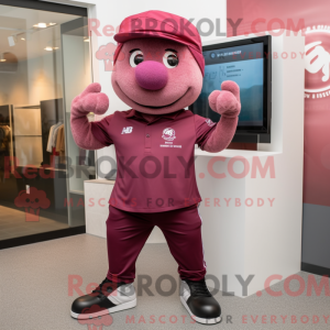 Maroon Pink mascot costume...