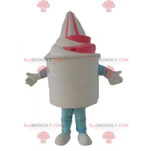 Ice cream pot mascotte wit en roze ijs - Redbrokoly.com