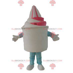 Iskremgryte maskot hvit og rosa iskrem - Redbrokoly.com
