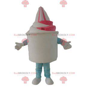 Mascota de olla de helado helado blanco y rosa - Redbrokoly.com