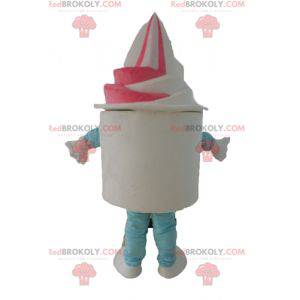 Ice Cream Pot mascotte gelato bianco e rosa - Redbrokoly.com