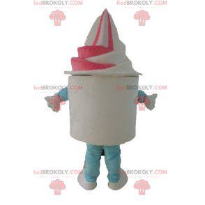 Ice cream pot mascotte wit en roze ijs - Redbrokoly.com