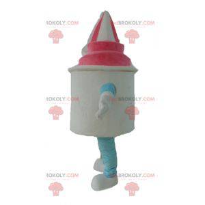 Mascote do pote de sorvete sorvete branco e rosa -