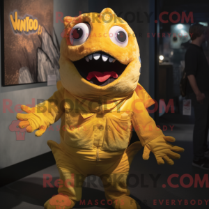 Gul Piranha maskot kostume...