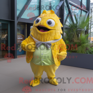 Gul Piranha maskot kostume...