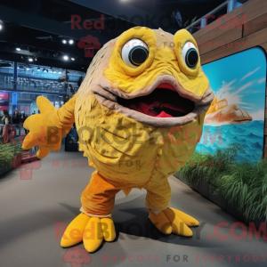 Gul Piranha maskot kostume...