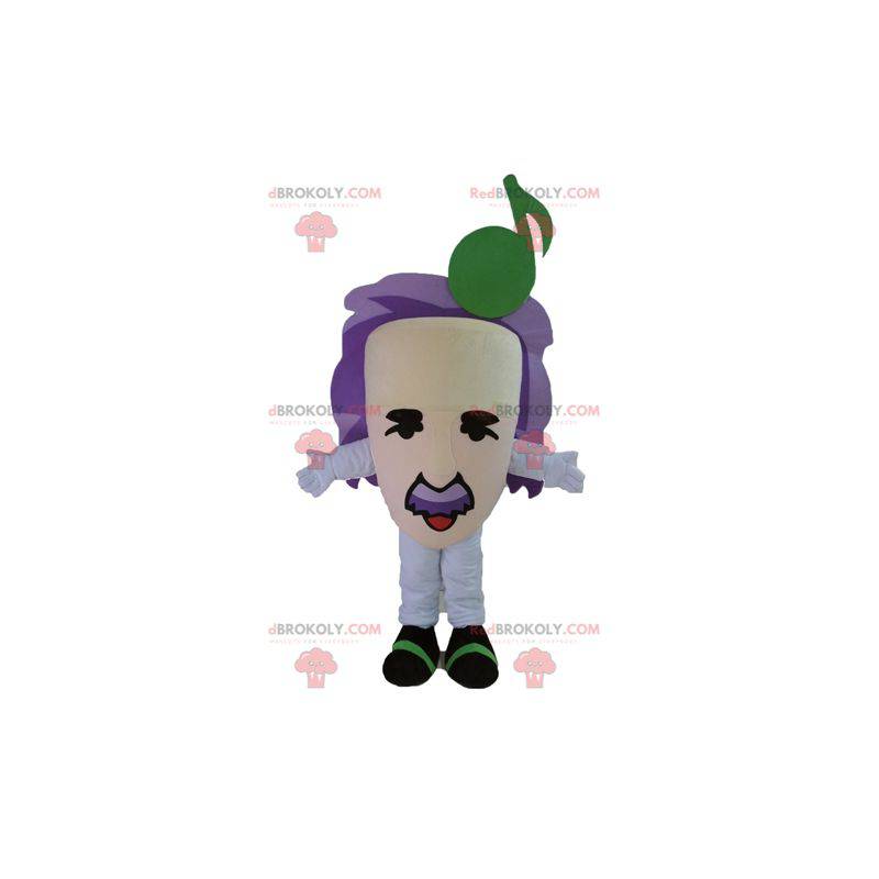 Maskot obří hlavy hudebník s fialovými vlasy - Redbrokoly.com
