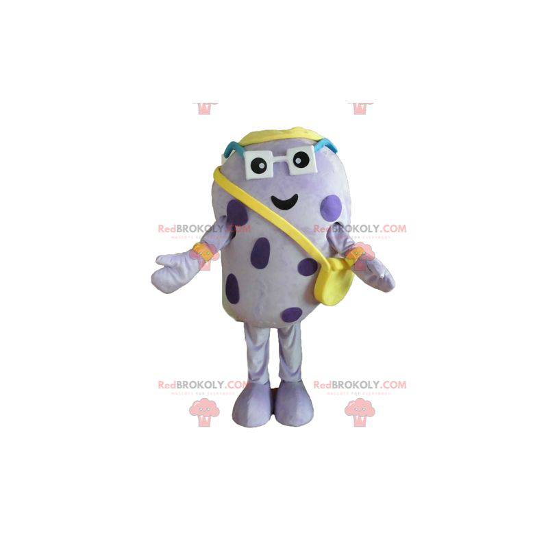 Mascote gigante roxo e bolinhas engraçadas - Redbrokoly.com