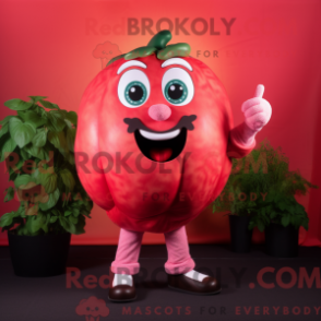 Fantasia de mascote de tomate rosa com macacão e luvas - Mascotes rosa - REBROKO_207274 - RedBrokoly.com
