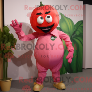 Fantasia de mascote de tomate rosa com macacão e luvas - Mascotes rosa - REBROKO_207275 - RedBrokoly.com