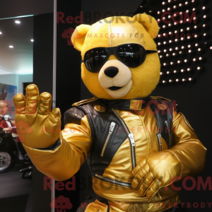 Gold Bear maskot kostume...