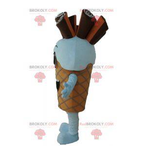 Mascotte de cornet de glace géant avec du chocolat -