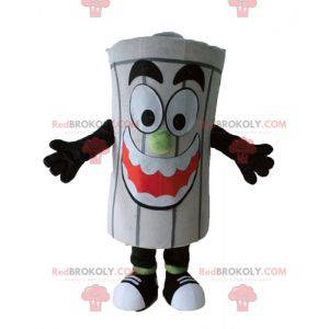 Giant gray dumpster trash mascot - Redbrokoly.com