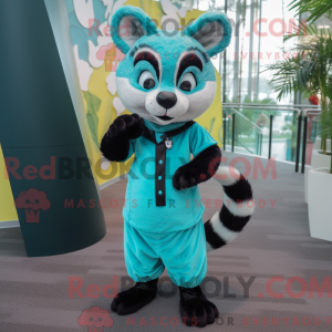 Cyan Civet maskotdraktfigur...